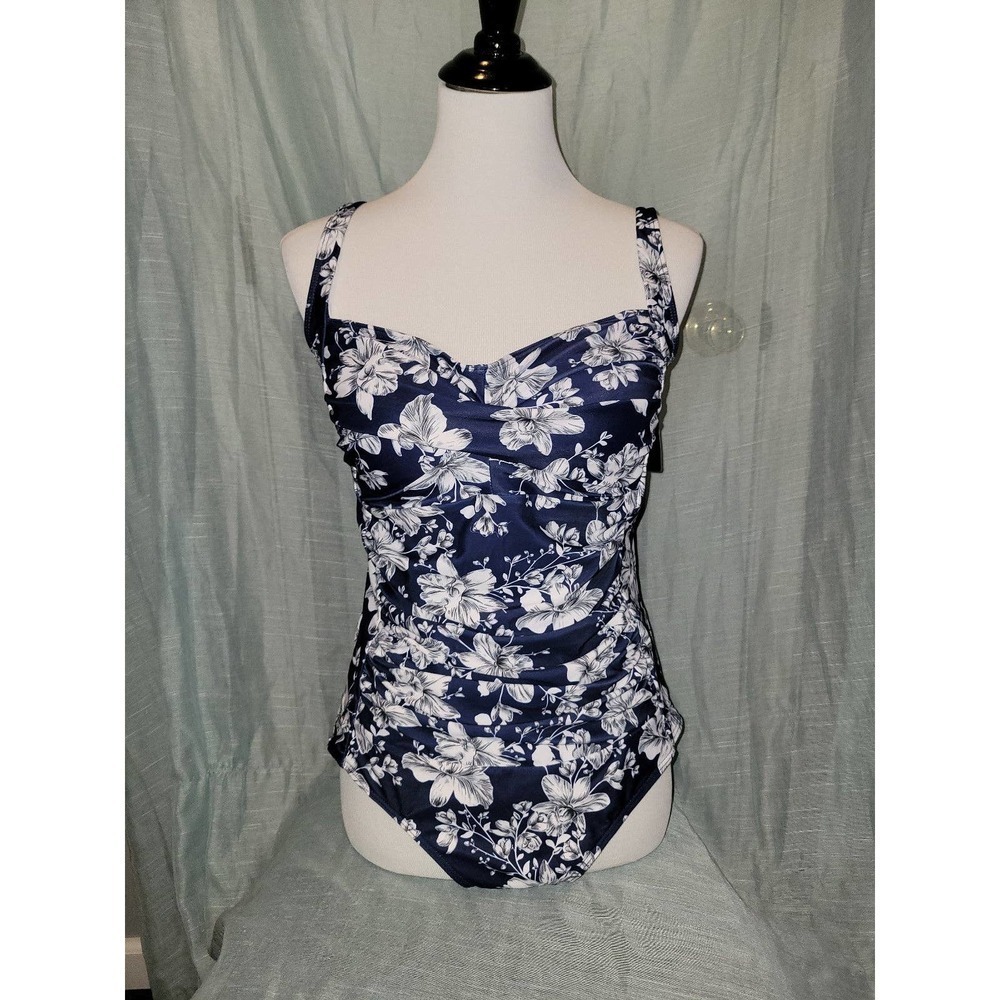 NWT One Piece Swimsuit xl navy blue floral